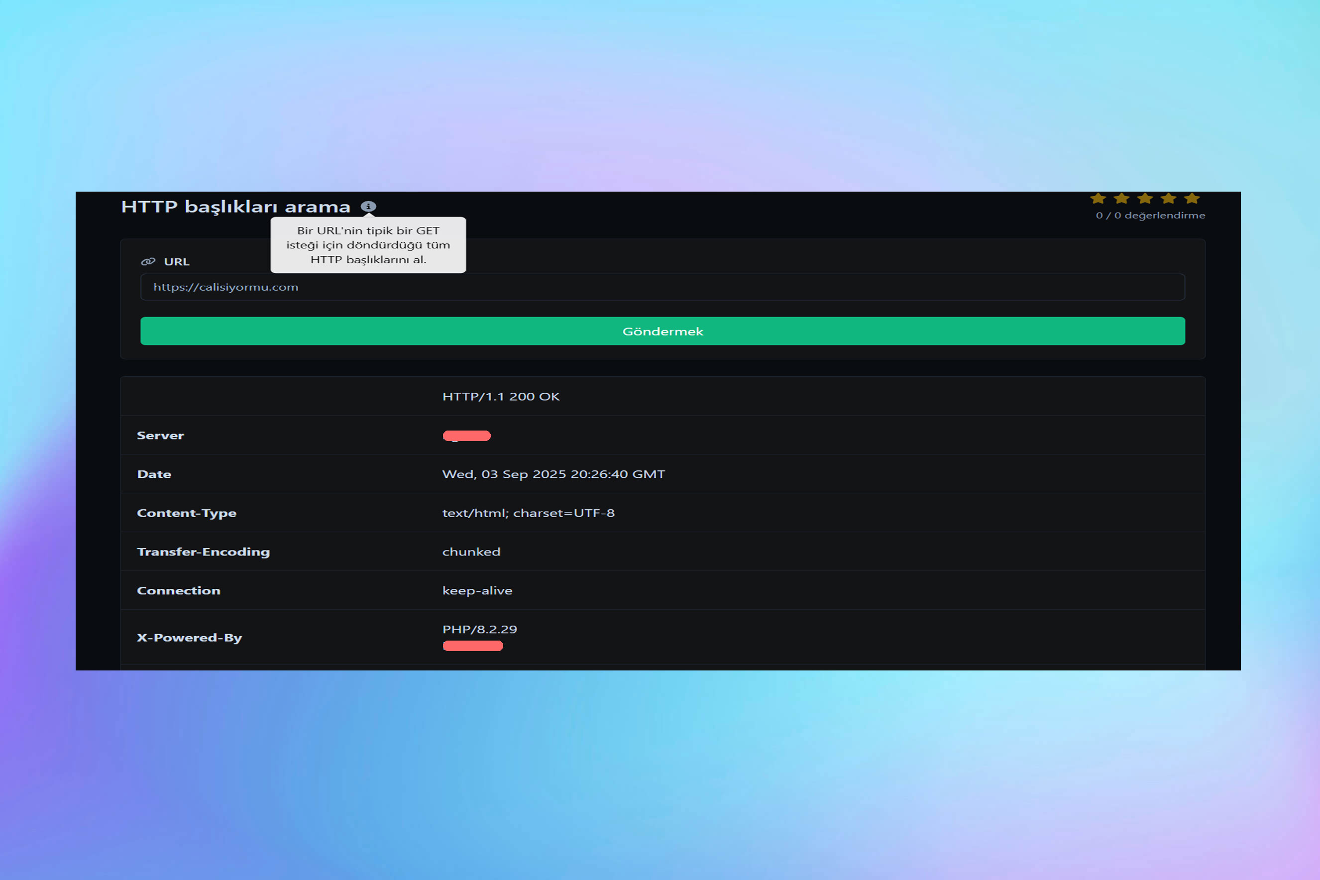 Uygulama monitörü özel HTTP istekleri özelliğinin ekran görüntüsü